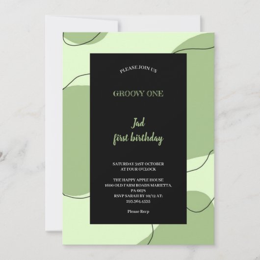 GREEN AND BLACK GROOVY INVITATION 招待状 (正面)