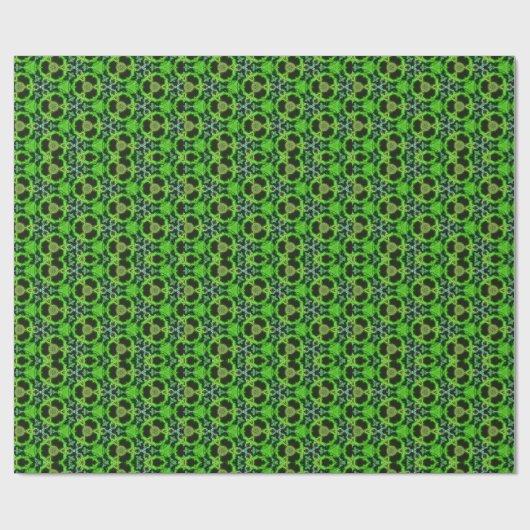 Green and black Kaleidoscope Fractal Pattern ラッピングペーパー (フラット)