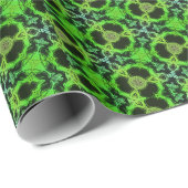 Green and black Kaleidoscope Fractal Pattern ラッピングペーパー (ロールコーナー)