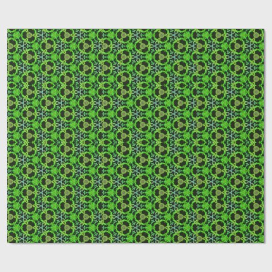Green and black Kaleidoscope Fractal Pattern ラッピングペーパー (フラット)