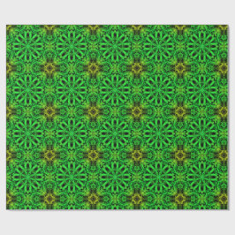 Green and black Kaleidoscope Fractal Pattern ラッピングペーパー