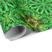 Green and black Kaleidoscope Fractal Pattern ラッピングペーパー (ロールコーナー)