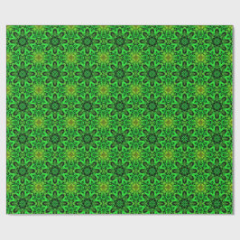 Green and black Kaleidoscope Fractal Pattern ラッピングペーパー