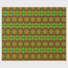Green and black Kaleidoscope Fractal Pattern ラッピングペーパー