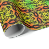 Green and black Kaleidoscope Fractal Pattern ラッピングペーパー (ロールコーナー)