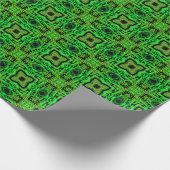 Green and black Kaleidoscope Fractal Pattern ラッピングペーパー (角)