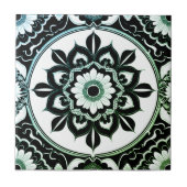 Green and Black Mandala Tile タイル (正面)