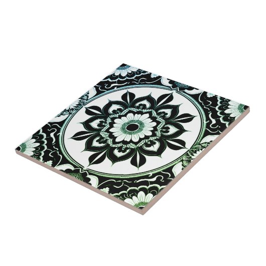 Green and Black Mandala Tile タイル (側面)
