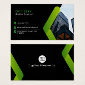 Green and Black Minimalist Modern Business Card (正面&裏面)
