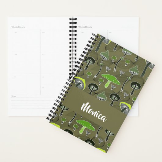 Green and black mushrooms pattern プランナー手帳 (ディスプレー)