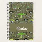 Green and black mushrooms pattern プランナー手帳 (正面)