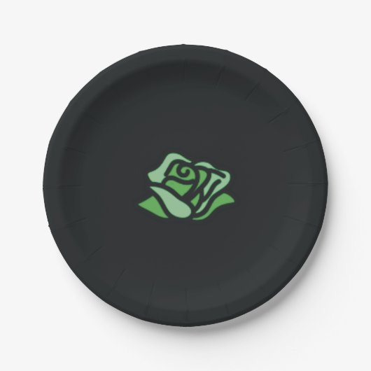 Green and Black Rose Princess Birthday  ペーパープレート (正面)