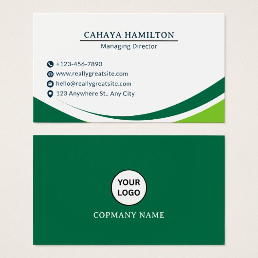 Green and Black Simple Minimalist Business Card (正面&裏面)