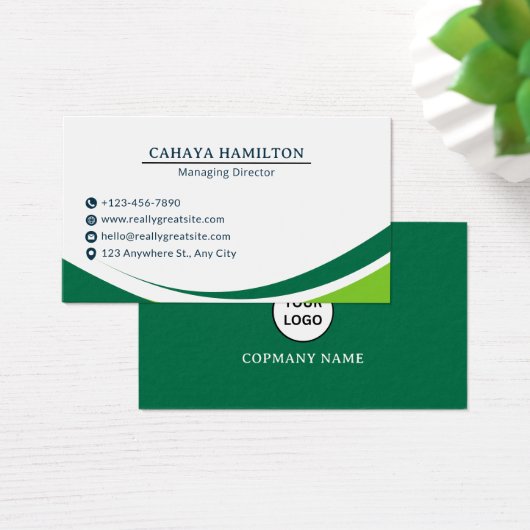 Green and Black Simple Minimalist Business Card (デスク)