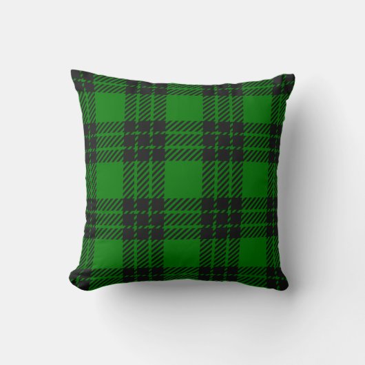 Green and Black Tartan Plaid Pattern クッション (正面)