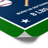 Green and Blue Baseball Bats and Balls Birth Stats ポスター (角)