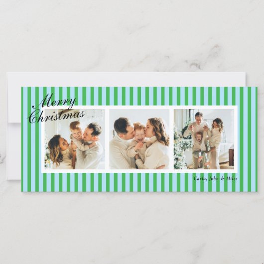 Green and Blue Chic Vertical Stripes 3 Photo (正面)