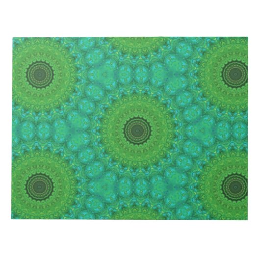 Green and Blue Circular Pattern Notepad ノートパッド (正面)