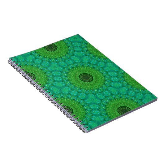 Green and Blue Circular Pattern Spiral Notebook ノートブック (右側)
