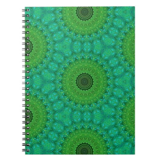 Green and Blue Circular Pattern Spiral Notebook ノートブック (正面)