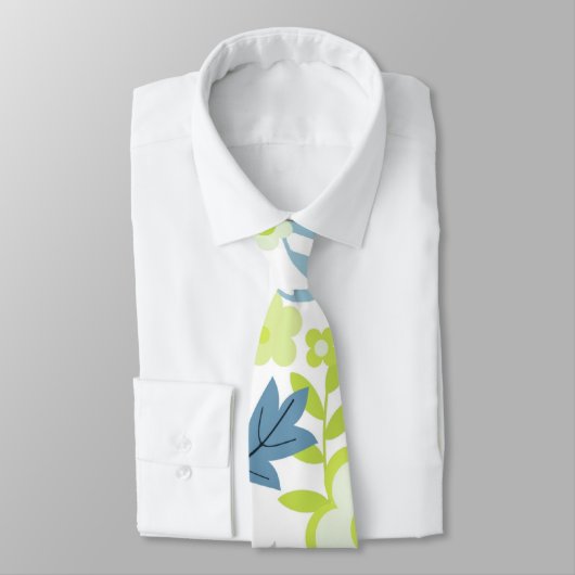 Green and blue flowers ネクタイ (タイ)
