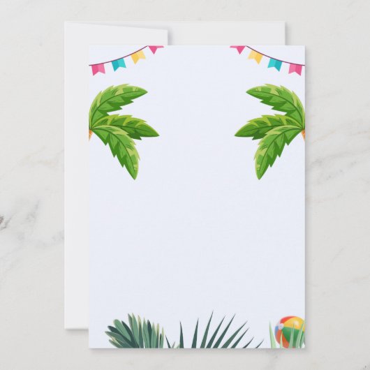 Green and Blue Illustrative Pool Party 招待状 (裏面)