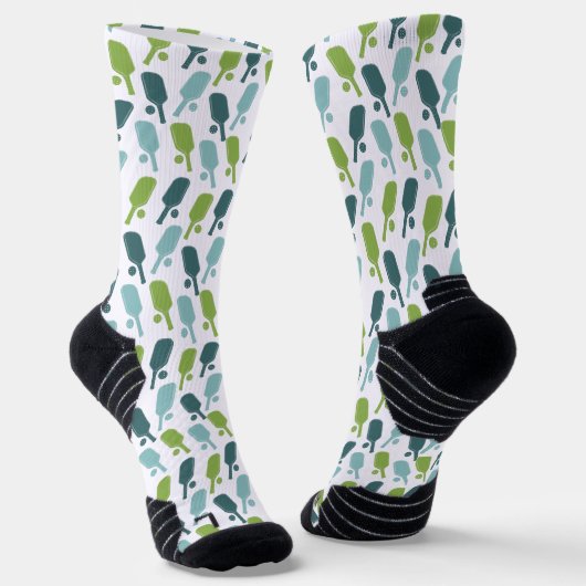 Green and Blue Pickleball Patterned ソックス (傾斜あり)