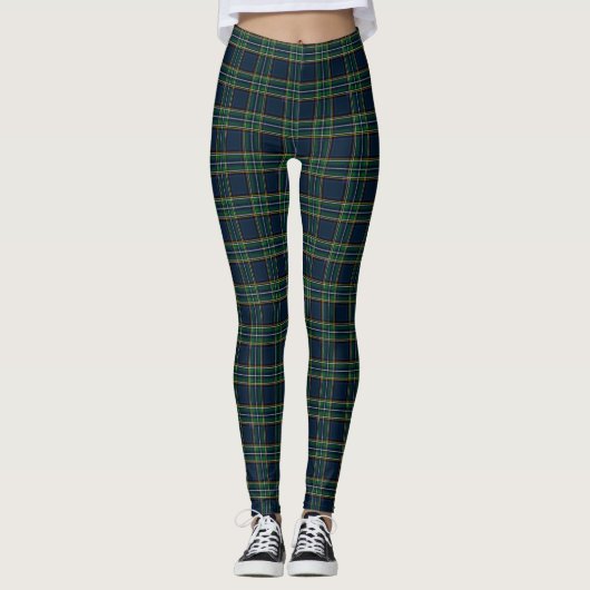 Green and Blue Tartan Plaid Pattern Leggings レギンス (正面)
