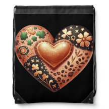 GREEN AND BROWN ANIMAL PRINT IRISH HEARTS