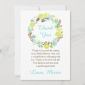Green and Brown Floral Wreath Bridal Shower サンキューカード (正面)