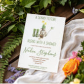 Green and Brown Spring Gardening Bridal Shower 招待状