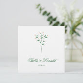 Green and Coral Twigs Wedding Monogram 招待状 (スタンド正面)