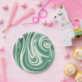 Green and Cream Marble Swirl ペーパープレート (パーティー)