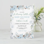 Green and Dusty Blue A Merry Little Baby Shower  招待状 (スタンド正面)