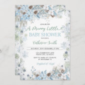 Green and Dusty Blue A Merry Little Baby Shower  招待状 (正面/裏面)