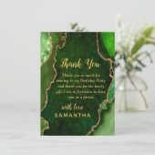 Green and Gold Agate Birthday Party サンキューカード (スタンド正面)