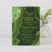 Green and Gold Agate Marble Birthday Party 招待状 (スタンド正面)