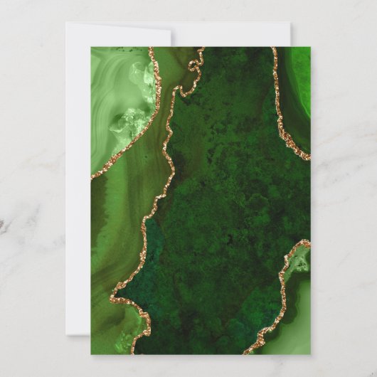 Green and Gold Agate Marble Birthday Party 招待状 (裏面)