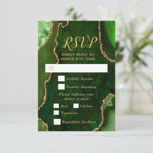 Green and Gold Agate Meal Choice RSVP (スタンド正面)