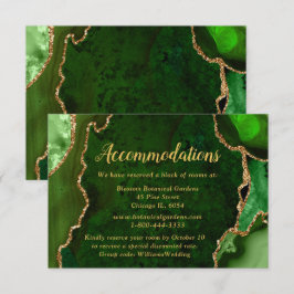 Green and Gold Agate Wedding Accommodations エンクロージャーカード