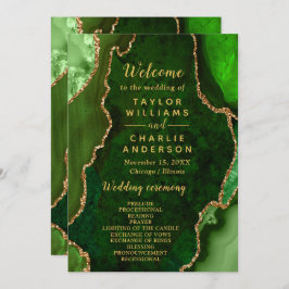 Green and Gold Agate Wedding Program プログラム