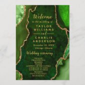 Green and Gold Agate Wedding Program プログラム (正面)