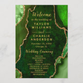 Green and Gold Agate Wedding Program プログラム (正面)