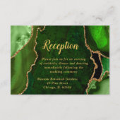Green and Gold Agate Wedding Reception エンクロージャーカード (正面)