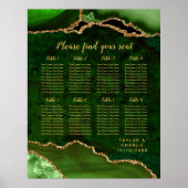 Green and Gold Agate Wedding Seating Chart ポスター (正面)