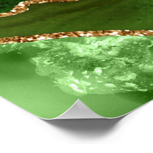 Green and Gold Agate Wedding Seating Chart ポスター (角)