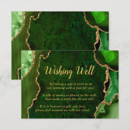 Green and Gold Agate Wedding Wishing Well エンクロージャーカード