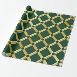 Green and Gold Arabesque Wrapping Paper (Roll) ラッピングペーパー