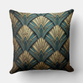 Green and Gold Art Deco Fan クッション (裏面)