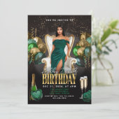 Green and Gold Balloons Royal Birthday Invitation 招待状 (スタンド正面)
